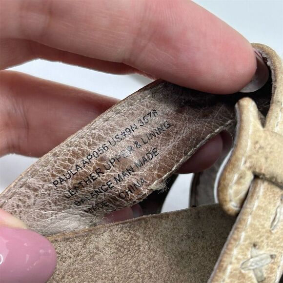 Abeo Women's Brown Leather Slide Sandals Size 9 Neutral Wedge Heel Summer - Picture 10 of 10